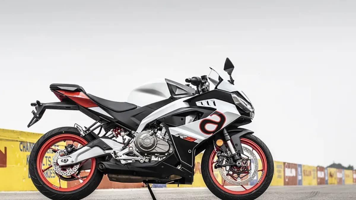 Side view of Aprilia RS 457 showing sharp aerodynamic design and LED DRL