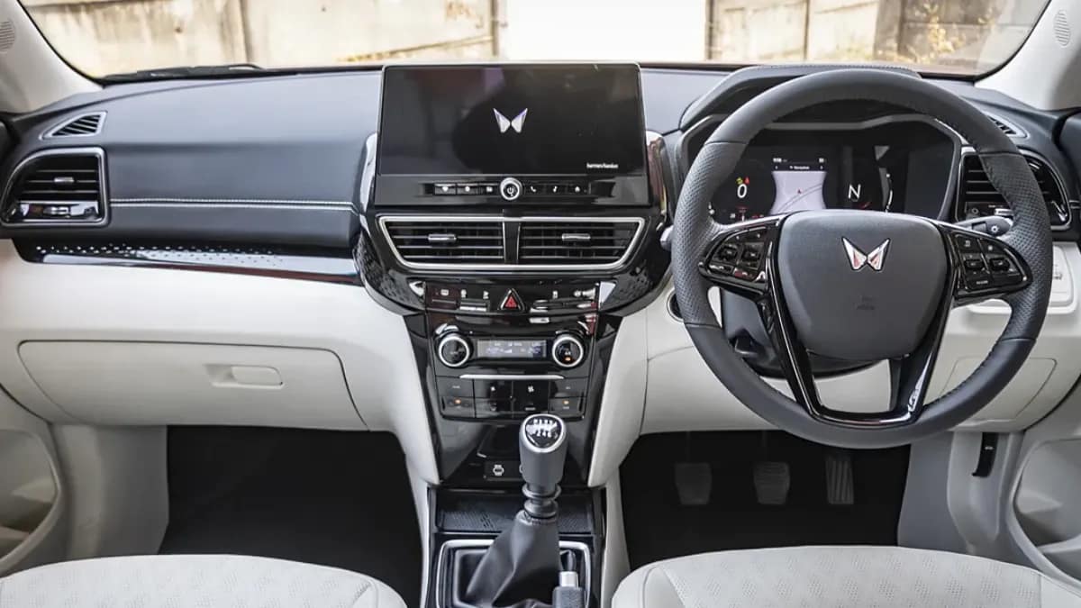 Mahindra XUV 3XO interior showing dashboard, seats, and modern features