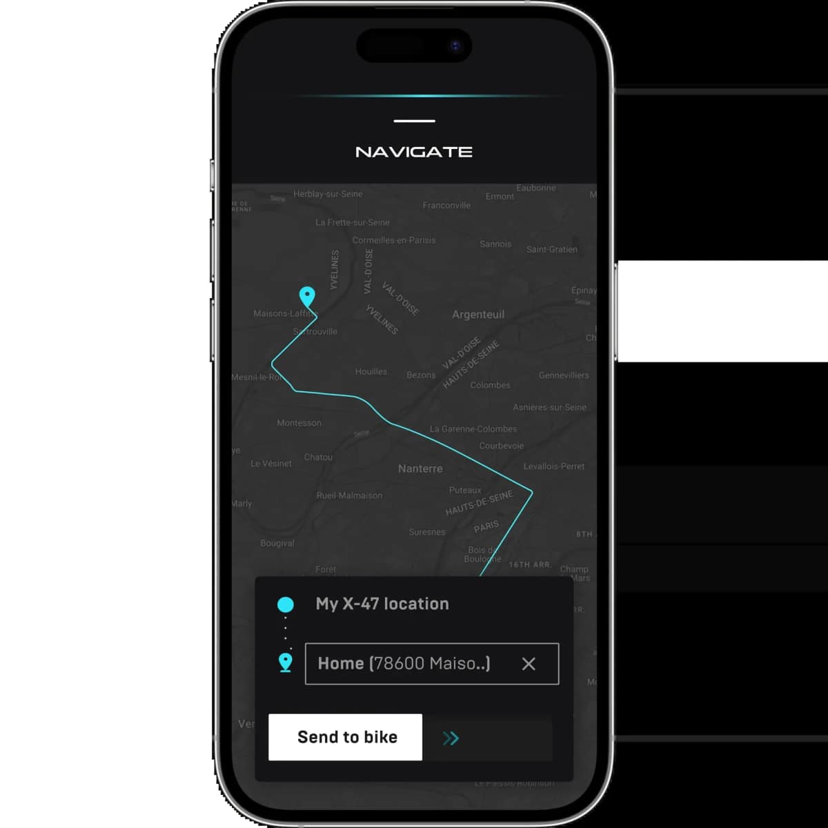 X47 Venom app navigation screen